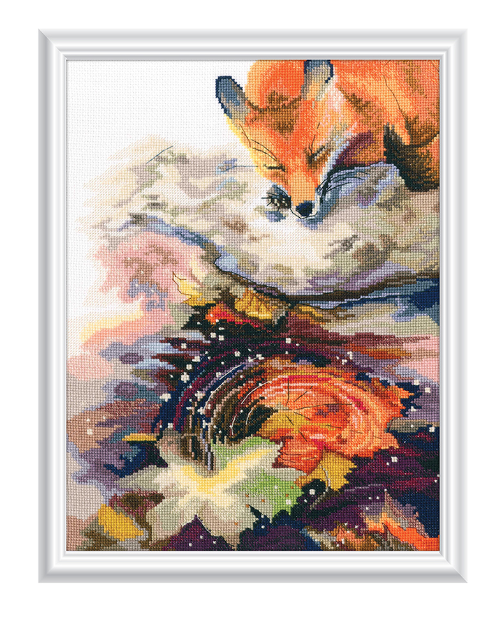 Ginger Reflection M829 Counted Cross Stitch Kit featuring Aida fabric, DMC threads, and all necessary tools for stitching.