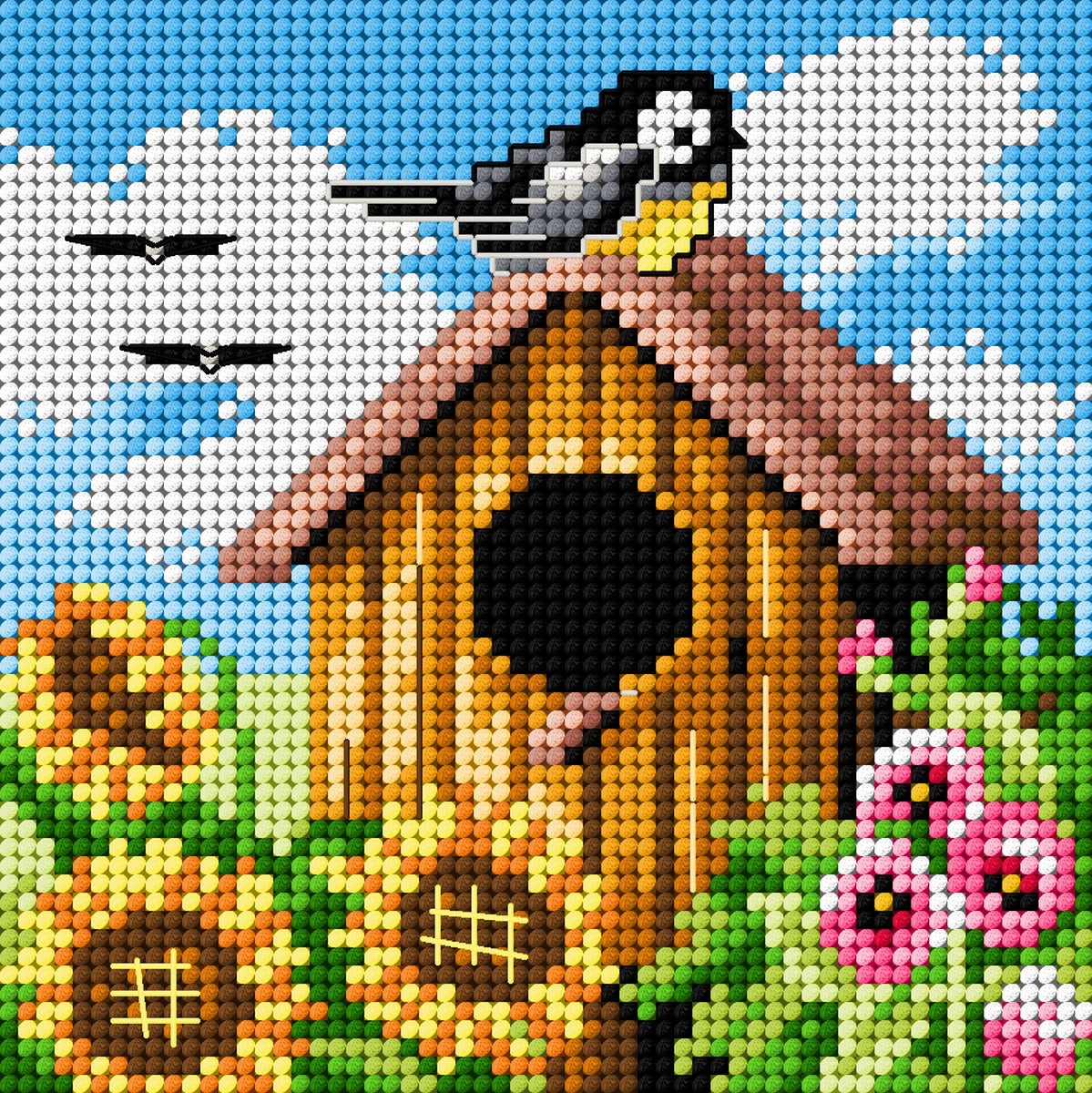 Gobelin canvas for halfstitch featuring a vibrant Summer design, measuring 15x15 cm, made from 100% cotton on Zweigart canvas.