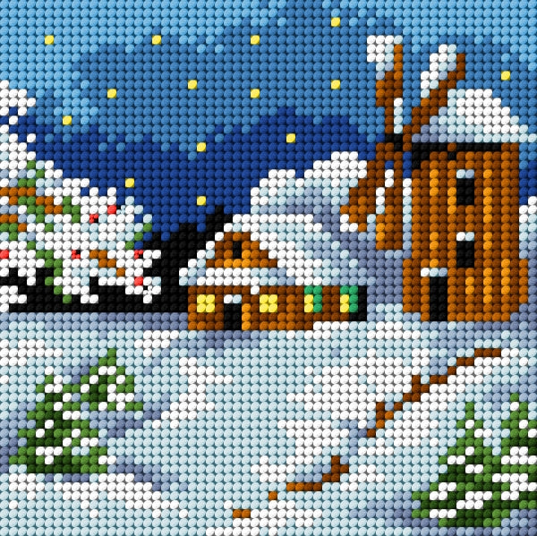 Gobelin canvas for halfstitch featuring a Winter design, measuring 15x15 cm, printed on durable Zweigart material.