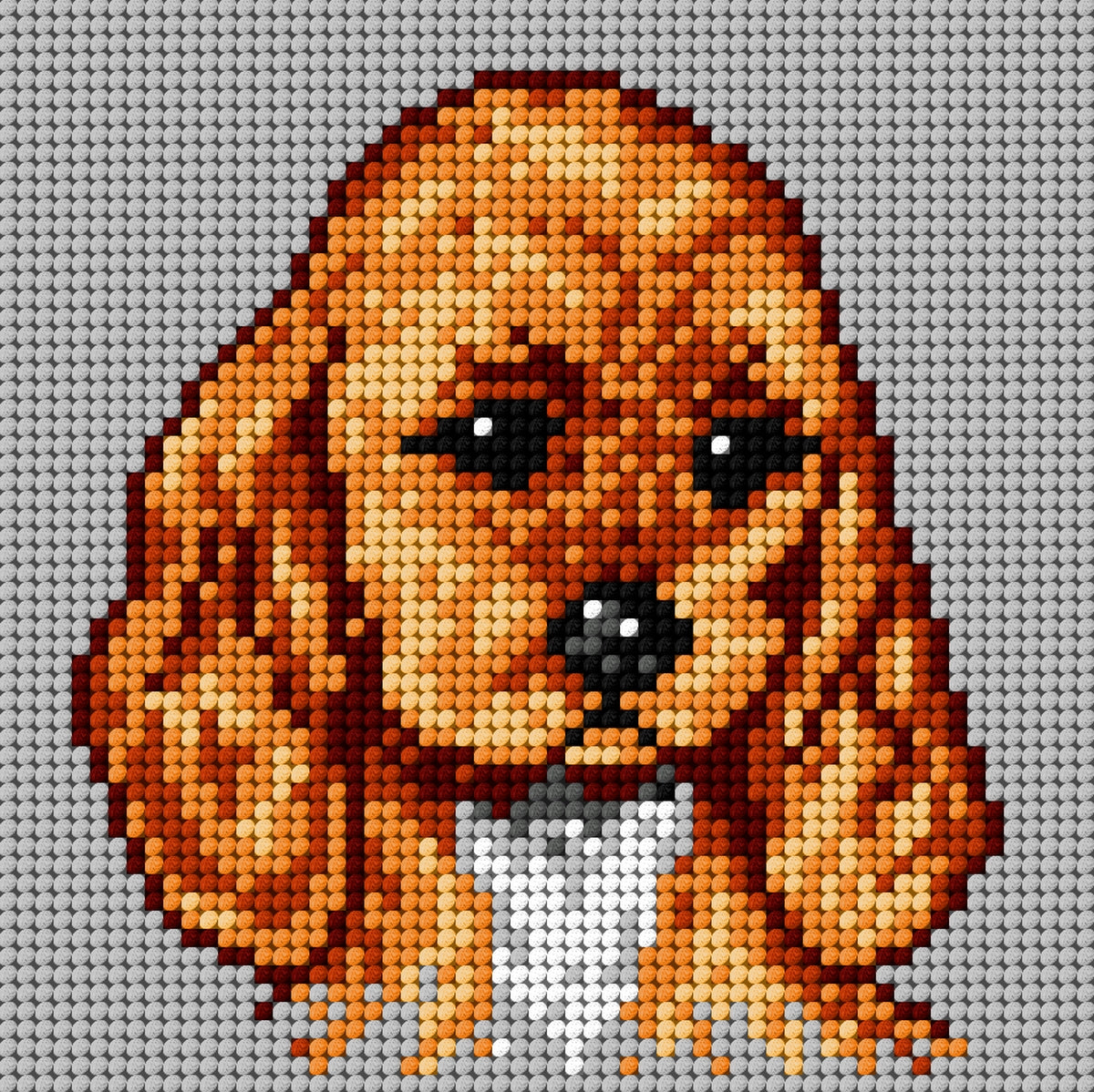 Small Spaniel Gobelin canvas for halfstitch, 15x15 cm, printed design on Zweigart canvas, perfect for embroidery projects.
