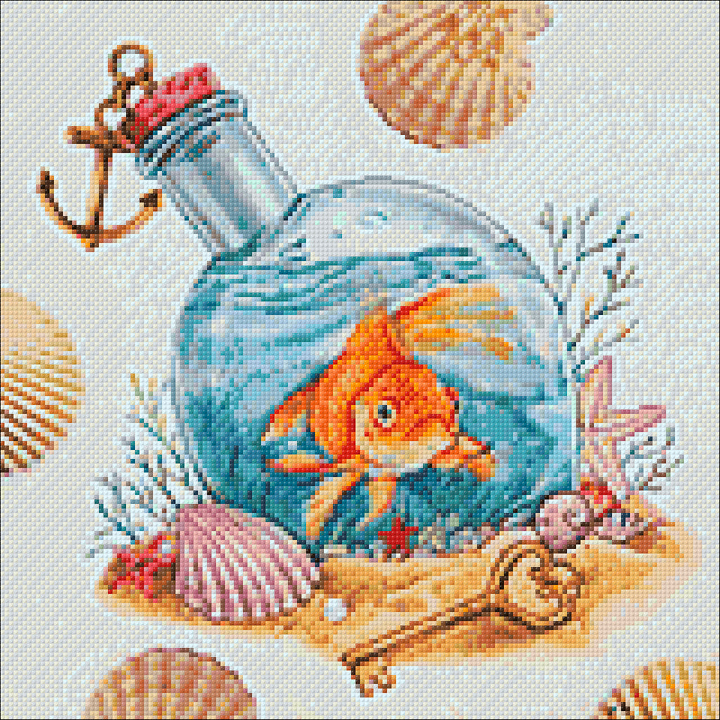 Golden Fish Cs2721 diamond painting kit with square acrylic diamonds and self-adhesive canvas, perfect for crafting.