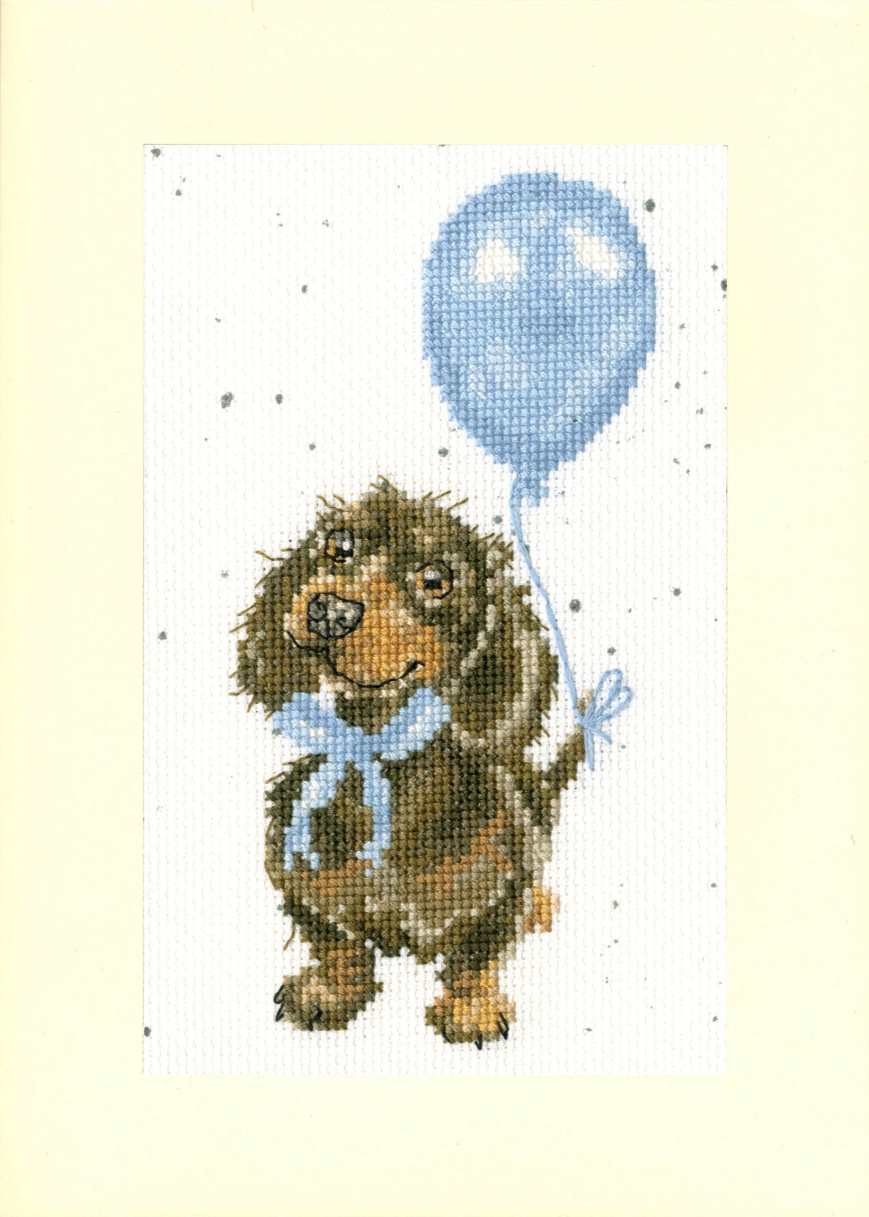 Welcome Little Sausage XGC33 Counted Cross Stitch Kit with Aida fabric, threads, and card.