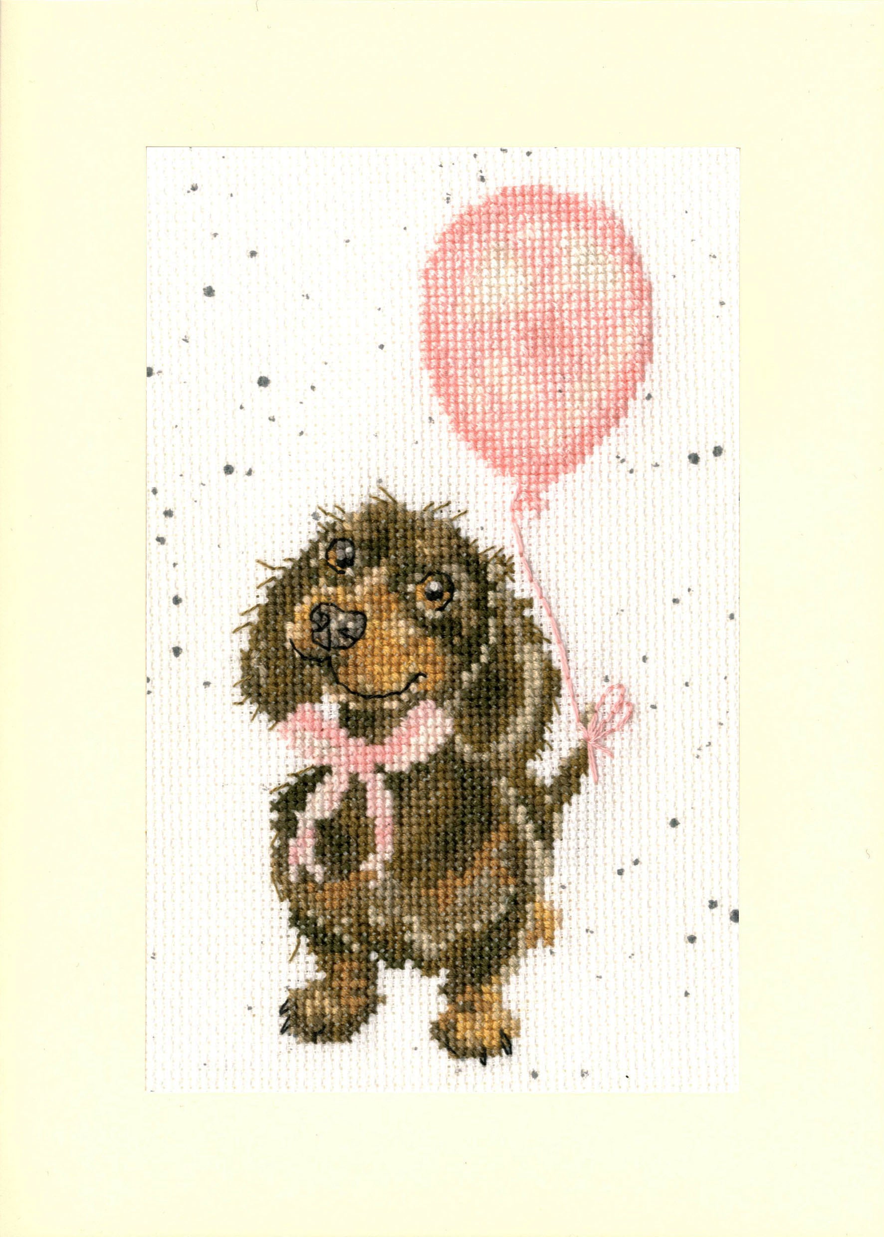 Welcome Little Sausage XGC33 Counted Cross Stitch Kit with Aida fabric, threads, and card.