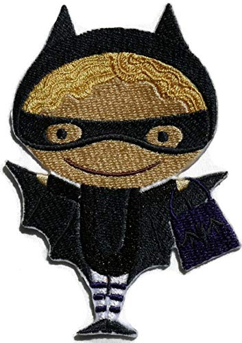 Happy Halloween Boo Crew Bat embroidered patch, featuring a cute bat design perfect for iron-on or sewing onto garments.