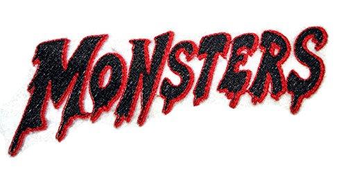 Happy Halloween Classic Monster Word embroidered patch, featuring vibrant colors and intricate embroidery, perfect for iron-on or sewing onto garments.
