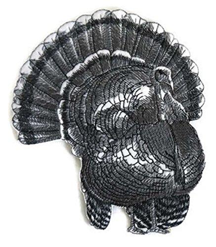 Happy Thanksgiving Turkey Sketch embroidered patch, showcasing vibrant colors and intricate design, perfect for iron-on or sewing applications.