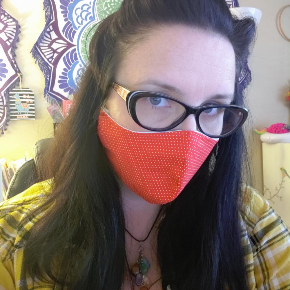 Handmade Hockey Face Mask with Pocket, featuring a head harness and made from 100% pre-washed cotton fabric for comfort and safety.