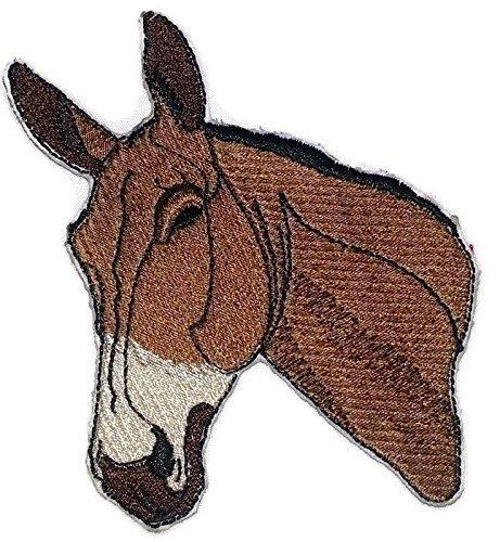 Horse Face embroidered patch, 3.5" x 4.5", featuring intricate mule face design on a durable cotton base.