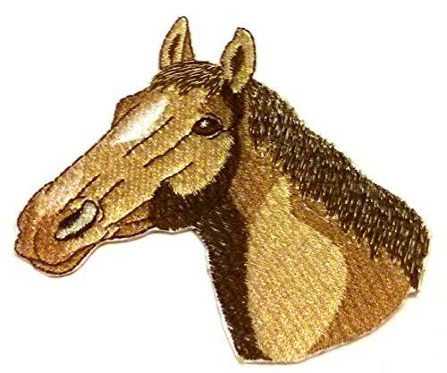 Embroidered patch featuring a detailed Thoroughbred horse face design, suitable for iron-on or sew-on application.