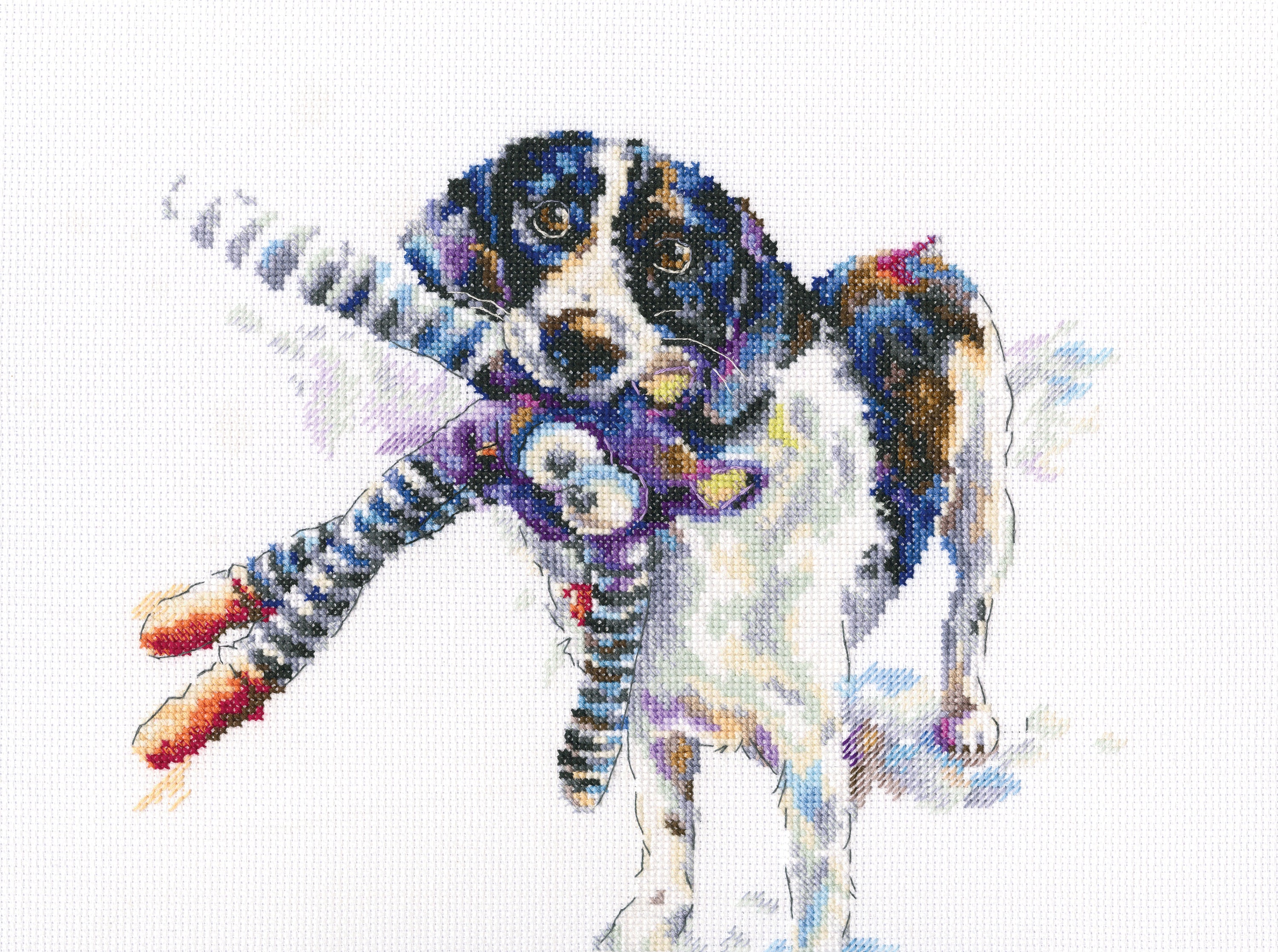 I Love You Anyway! M620 Counted Cross Stitch Kit featuring white Aida fabric, colorful DMC threads, and included needle and chart.