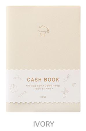 INDIGO SIMPLE CASH BOOK featuring a stylish cover and undated pages for tracking expenses over 12 months.
