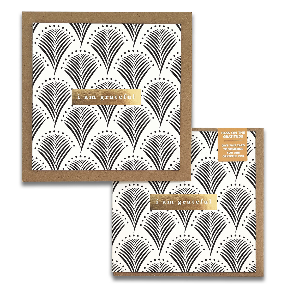 Lavish Monochrome Gratitude Greeting Cards with gold foil stamping and kraft envelopes, elegantly designed for spreading positivity.