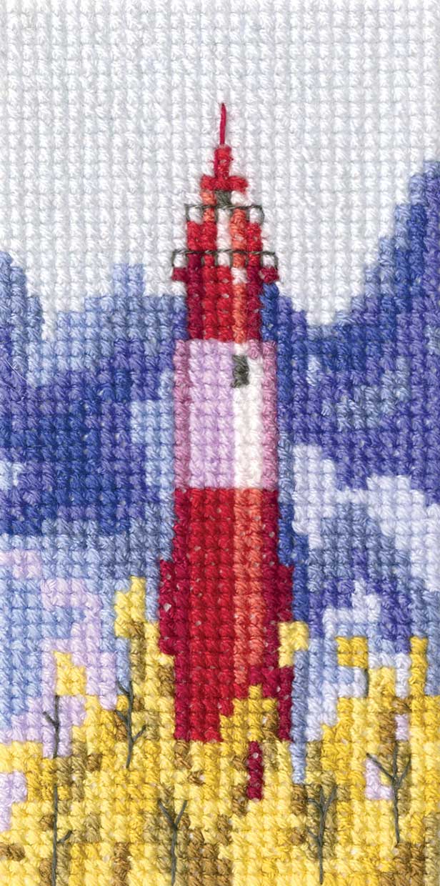 Lighthouse EH370 Counted Cross Stitch Kit featuring Aida 14 canvas, DMC threads, and detailed instructions for crafting.