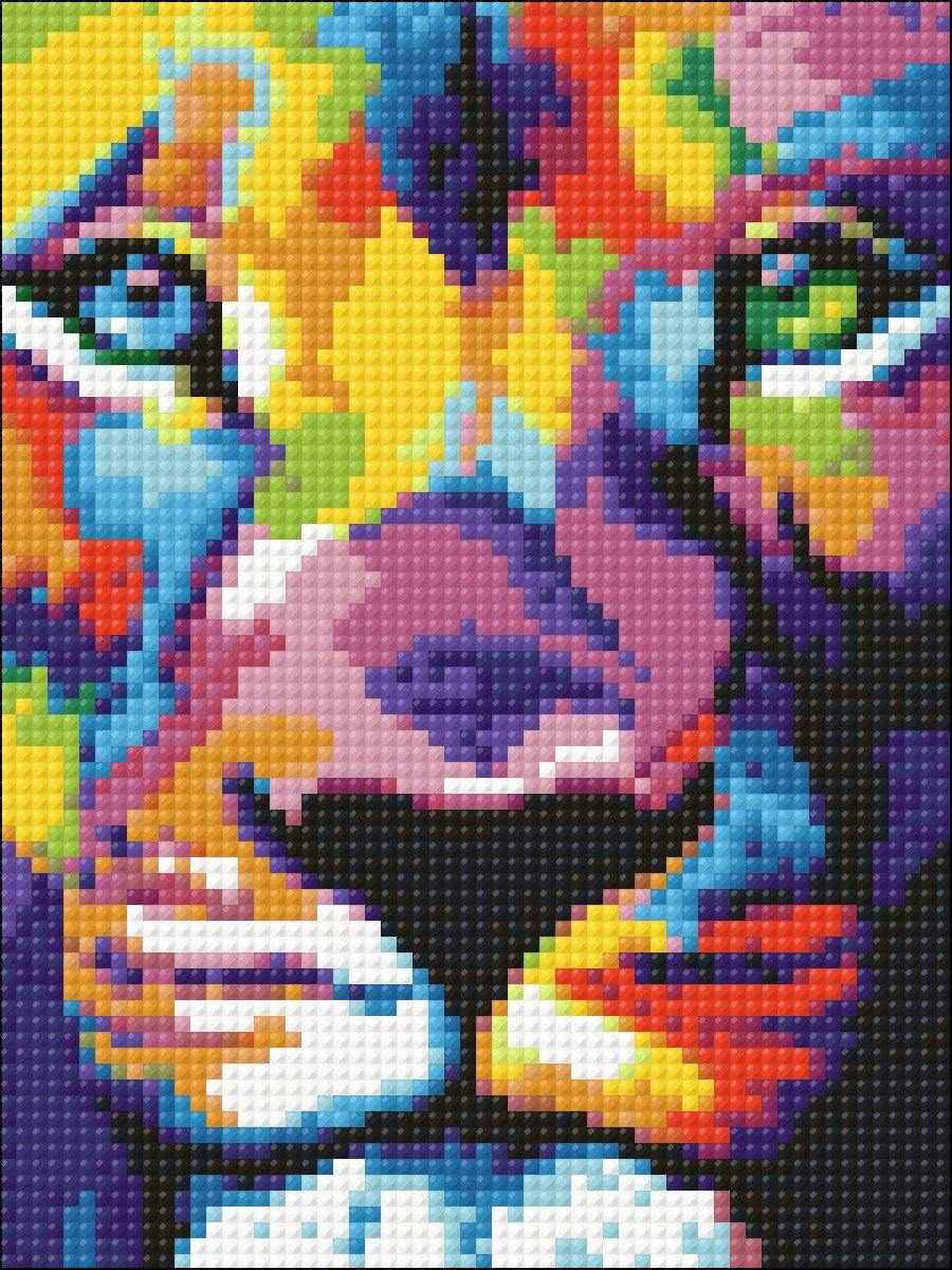 Lion's Look CS288 Diamond Painting Kit featuring a self-adhesive canvas, vibrant square acrylic diamonds, and essential crafting tools.