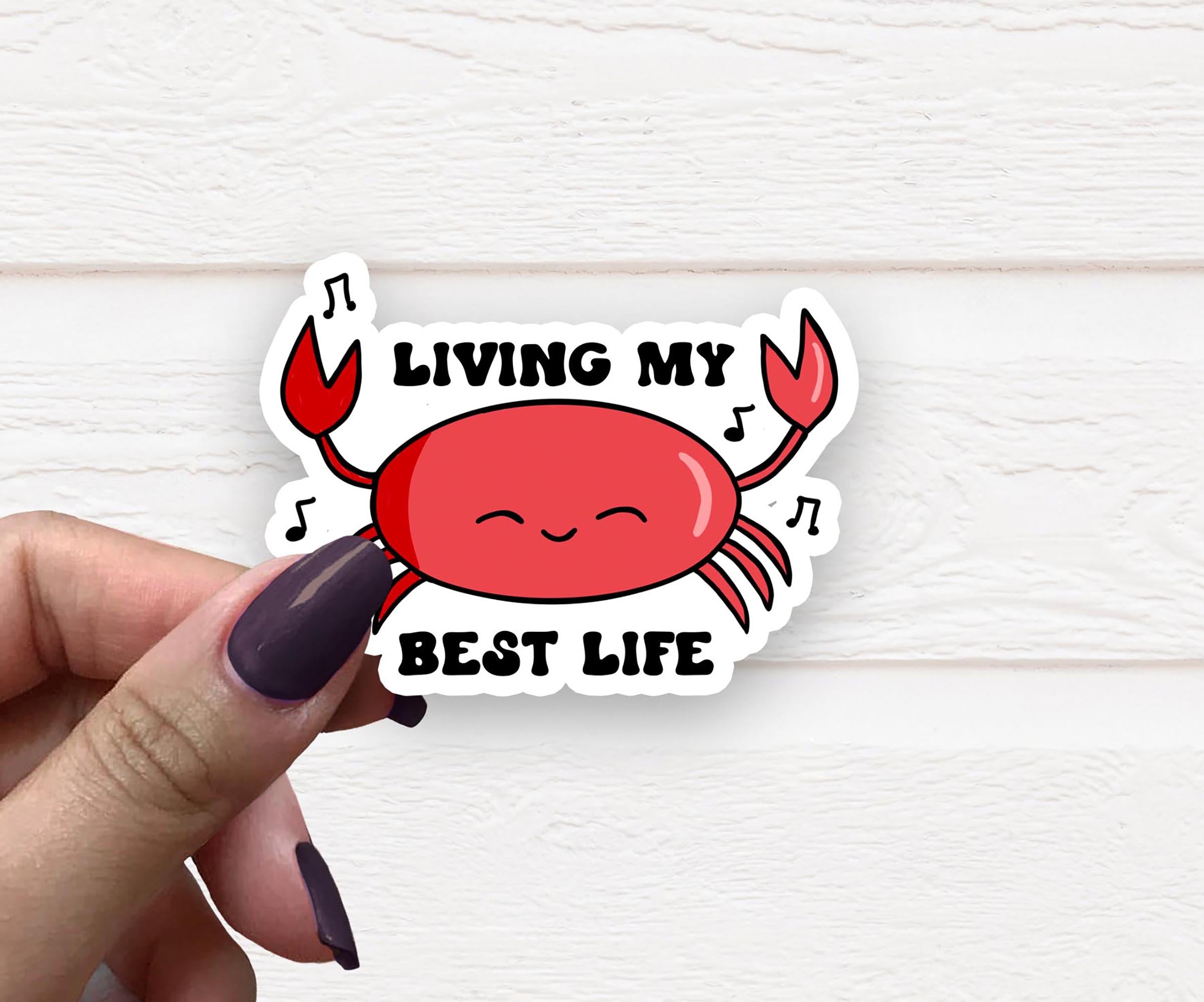 Living My Best Life Vinyl Sticker on a colorful background, showcasing its vibrant design and matte finish.