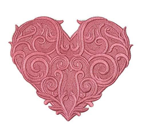 Luxurious Baroque Heart embroidered patch, featuring intricate design and vibrant colors, perfect for iron-on or sewing applications.