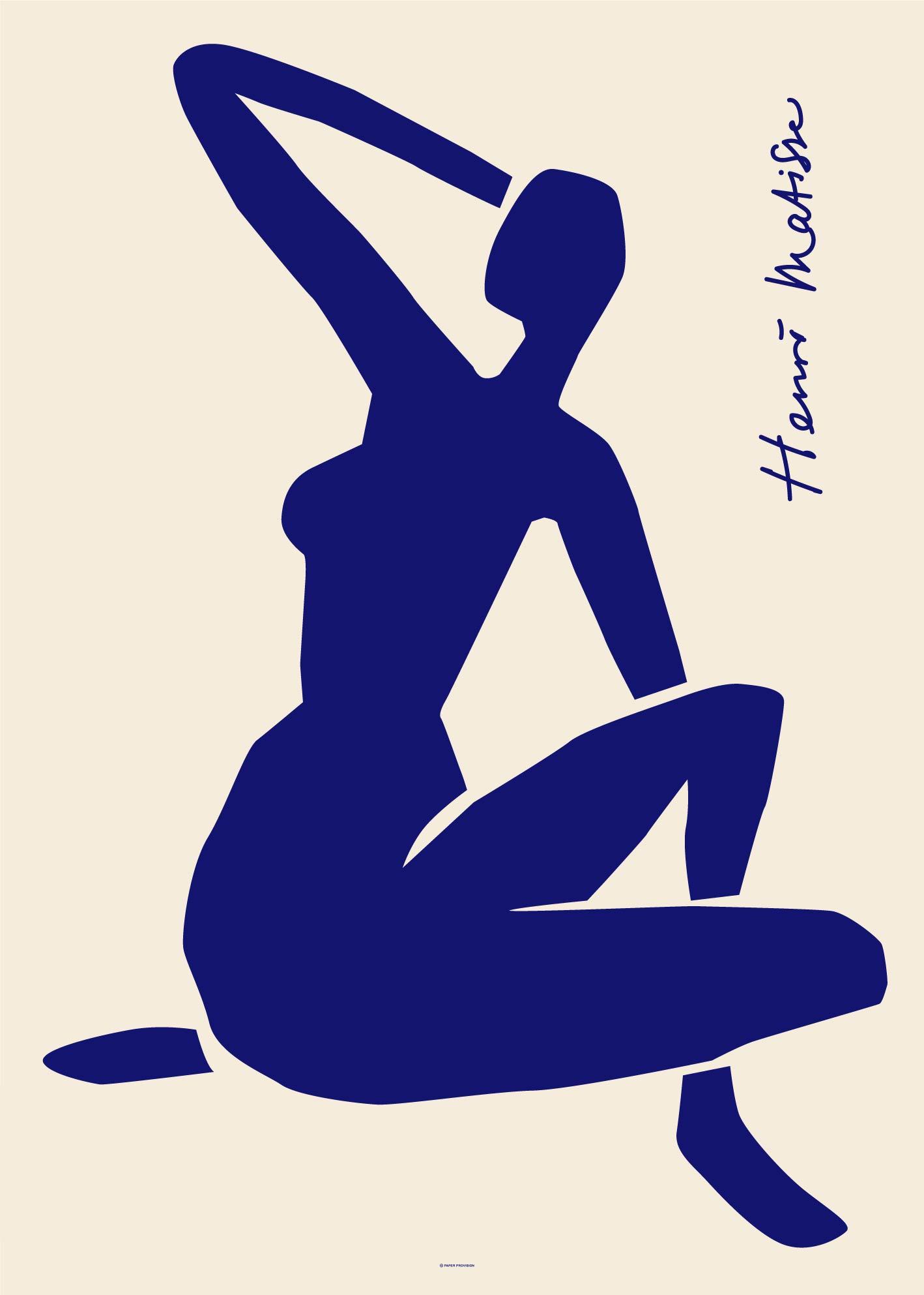 Art print of Matisse Blue Nude collection featuring colorful paper cutouts inspired by Henri Matisse's unique artistic style.