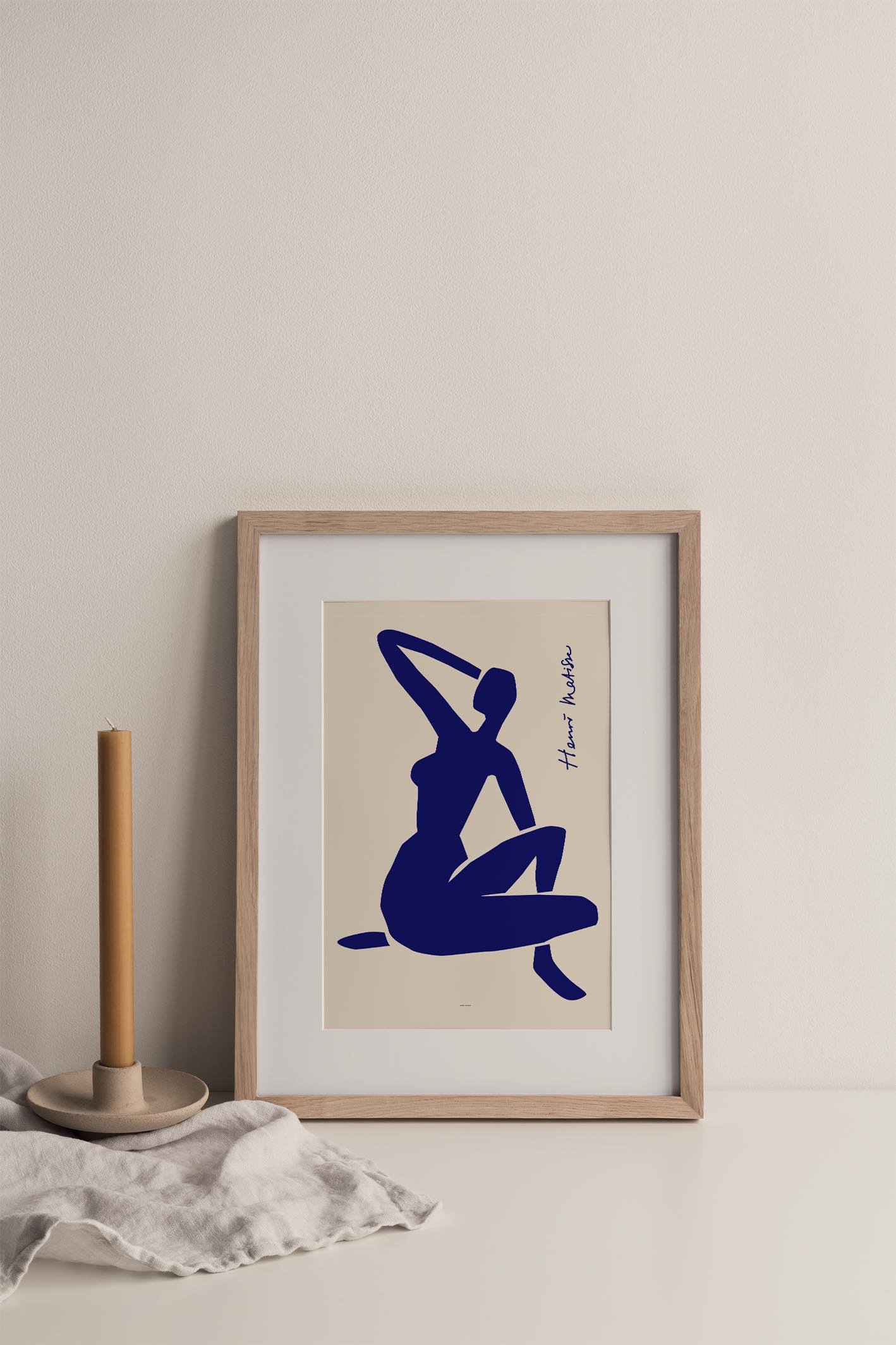 Art print of Matisse Blue Nude collection featuring colorful paper cutouts inspired by Henri Matisse's unique artistic style.
