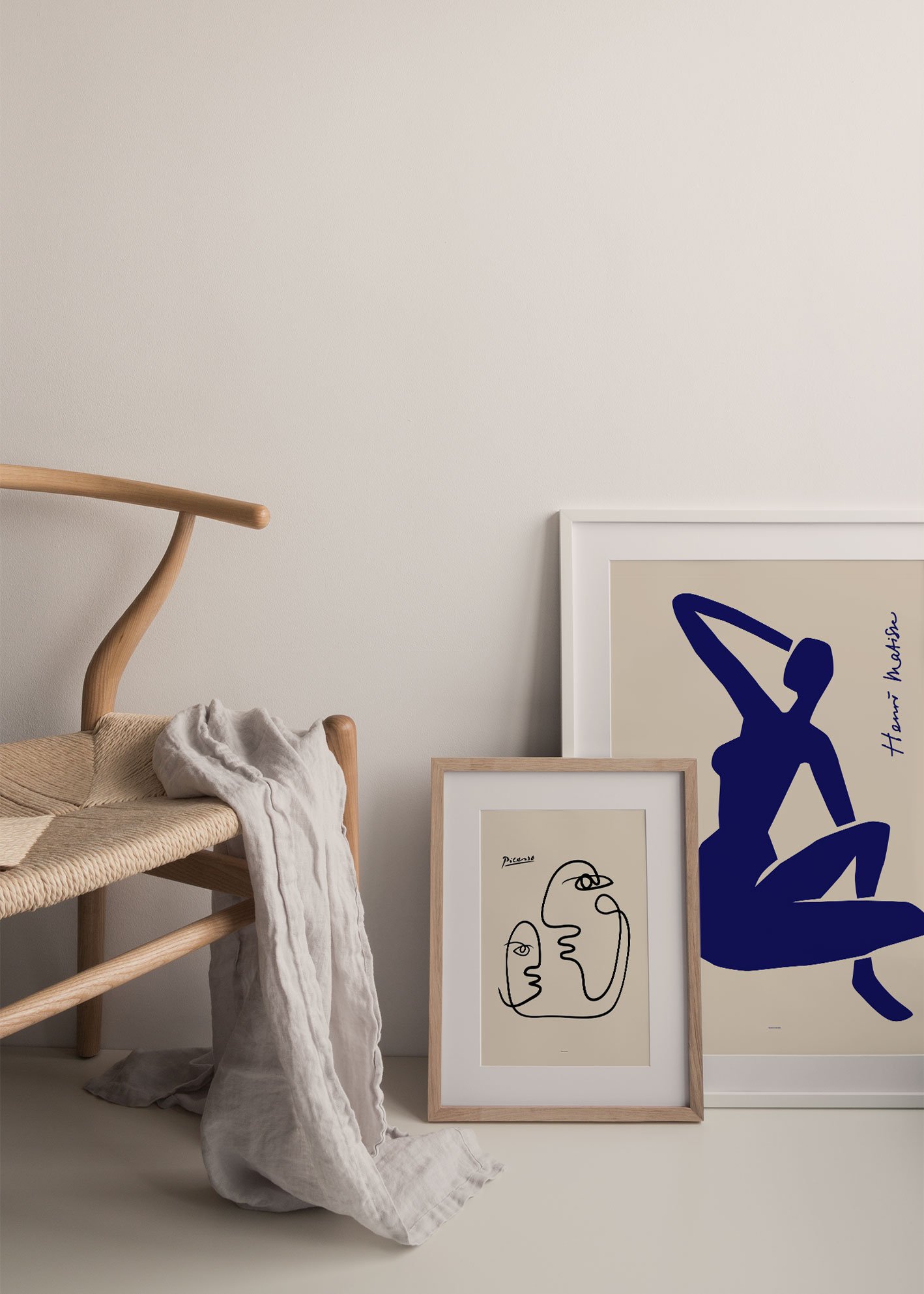 Art print of Matisse Blue Nude collection featuring colorful paper cutouts inspired by Henri Matisse's unique artistic style.