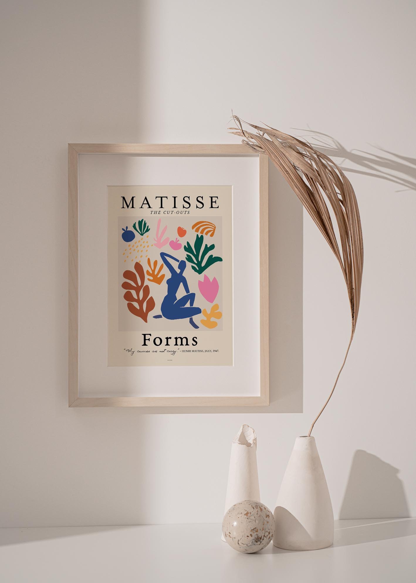 A vibrant print from the Matisse Forms collection featuring colorful paper cutouts inspired by Henri Matisse's artistic style.