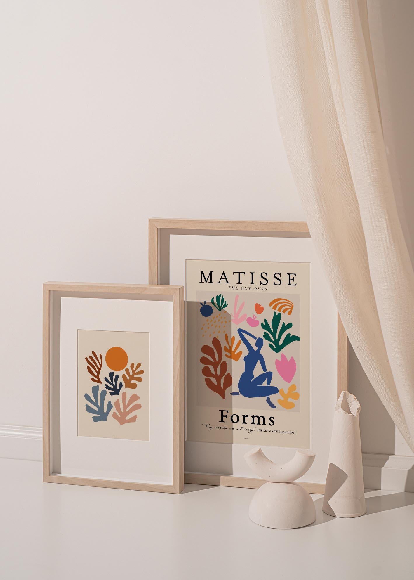 A vibrant print from the Matisse Forms collection featuring colorful paper cutouts inspired by Henri Matisse's artistic style.