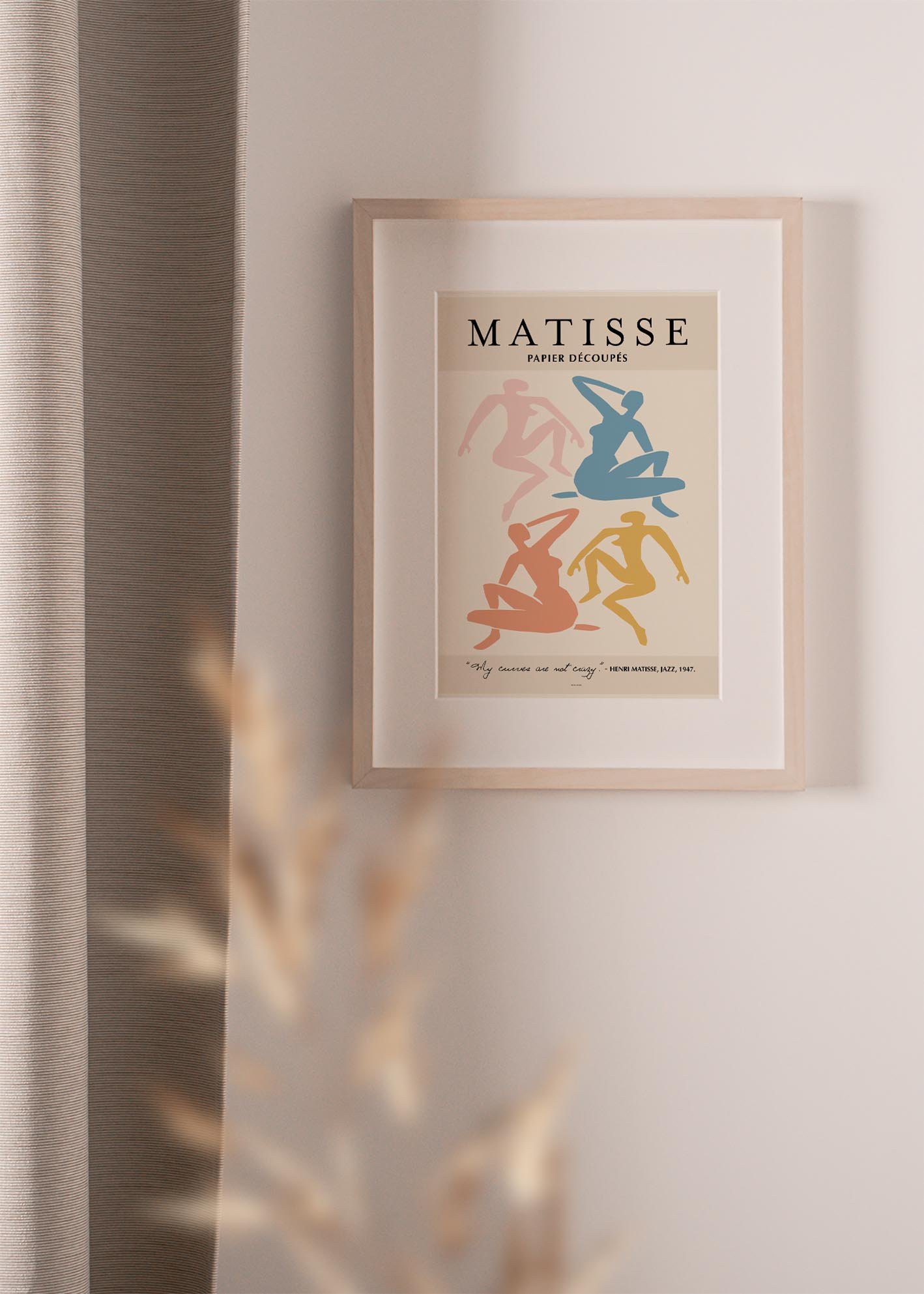 A vibrant art print from the Matisse Nudes collection, showcasing colorful paper cutouts inspired by Henri Matisse's unique artistic style.