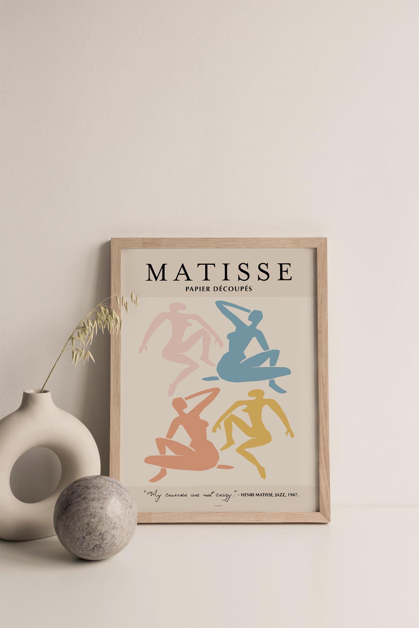 A vibrant art print from the Matisse Nudes collection, showcasing colorful paper cutouts inspired by Henri Matisse's unique artistic style.