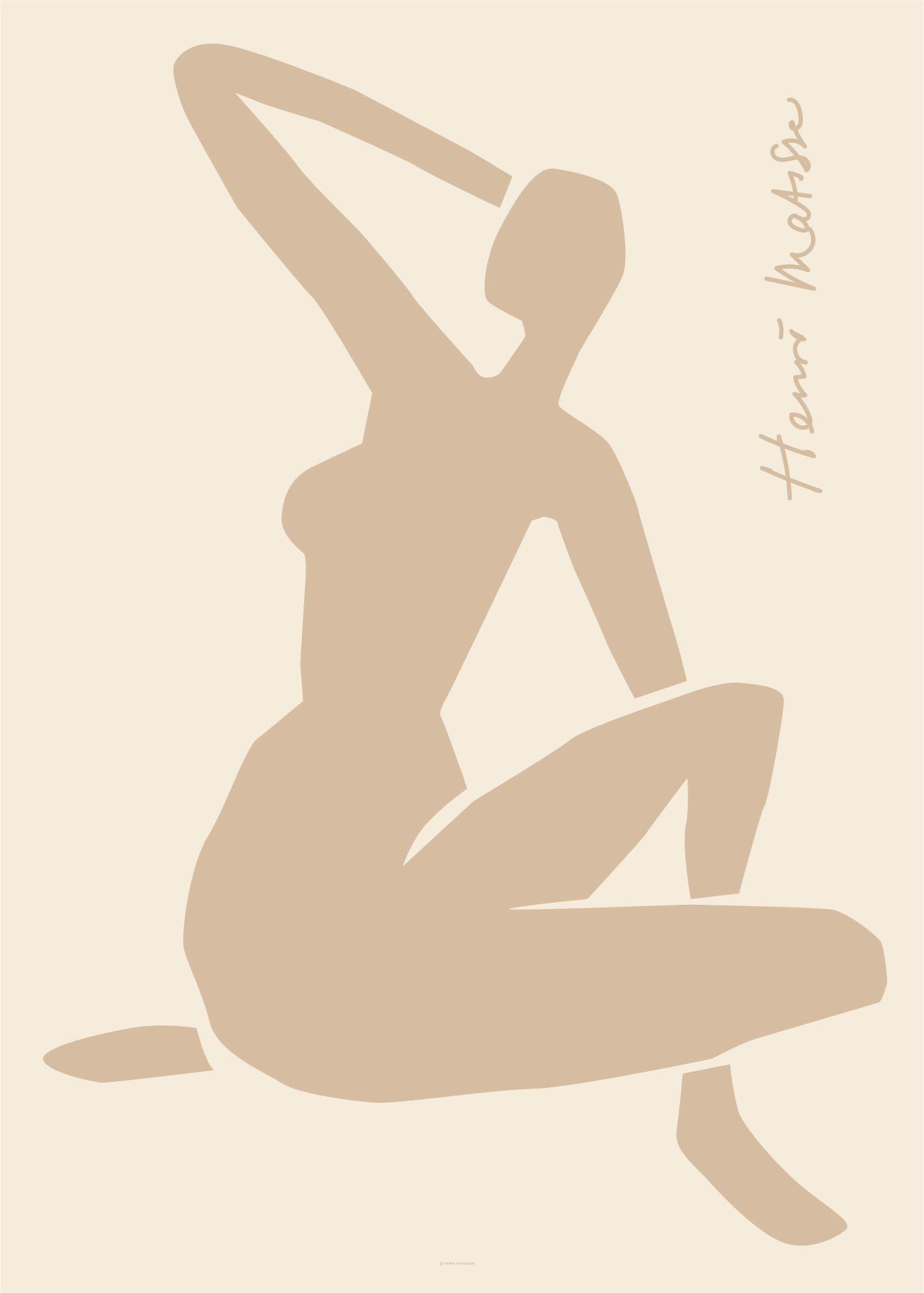 Matisse Tan Nude art print featuring colorful paper cutouts inspired by Henri Matisse's unique artistic style.