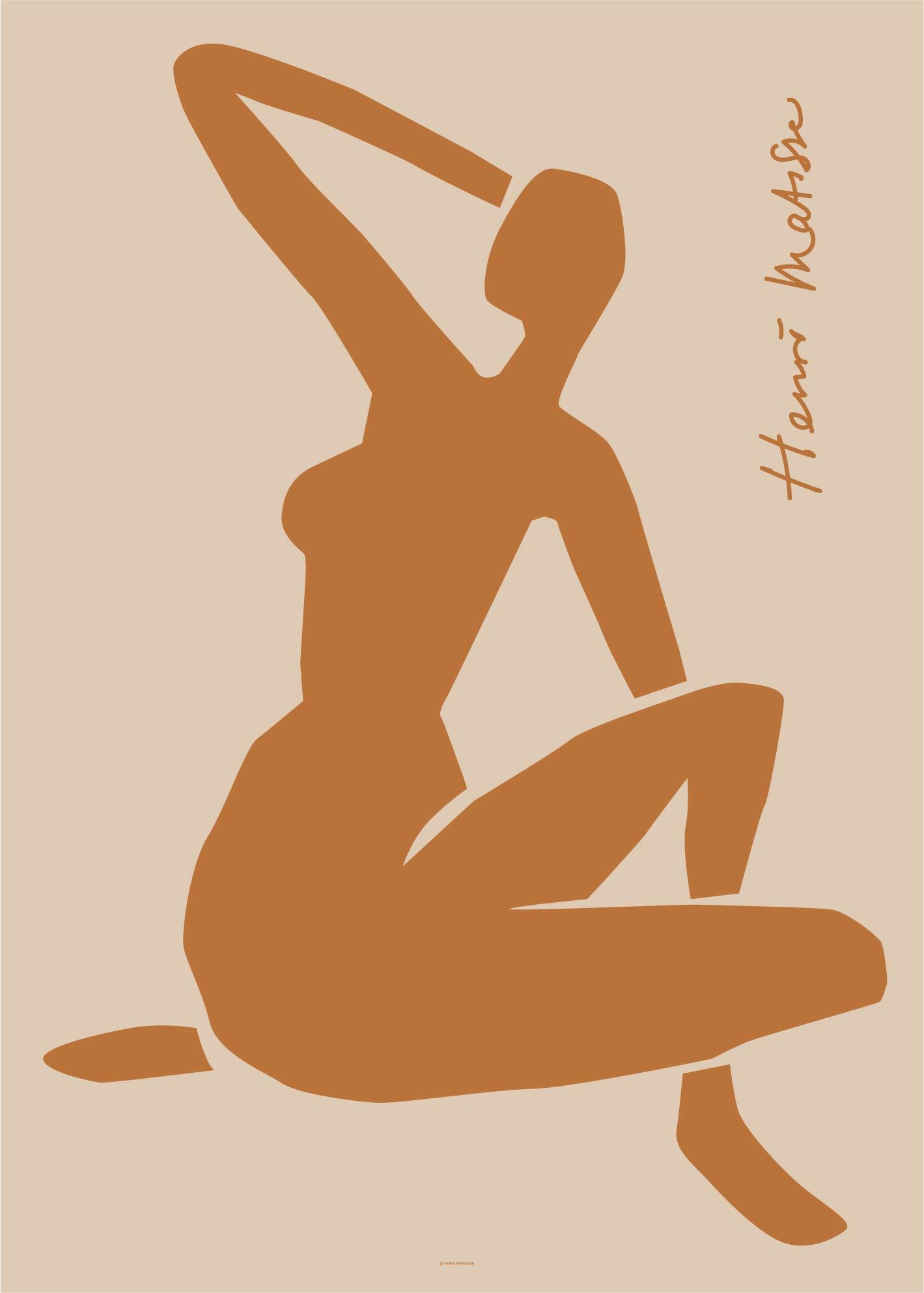 Matisse Terra-Cotta Nude art print featuring vibrant colors and abstract shapes inspired by Henri Matisse's unique artistic style.