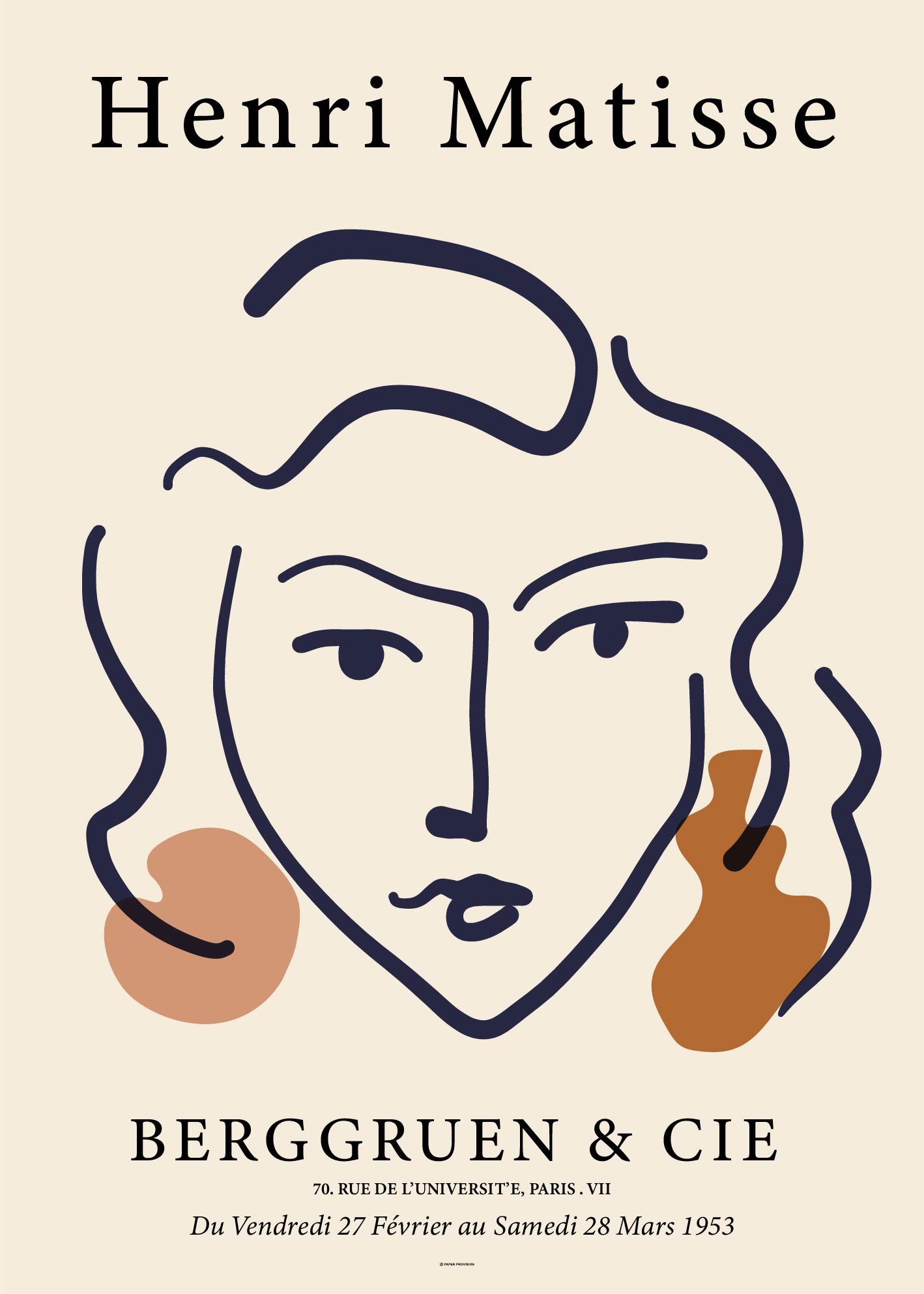 Matisse Woman Poster featuring vibrant colors and expressive shapes inspired by Henri Matisse's unique artistic style.