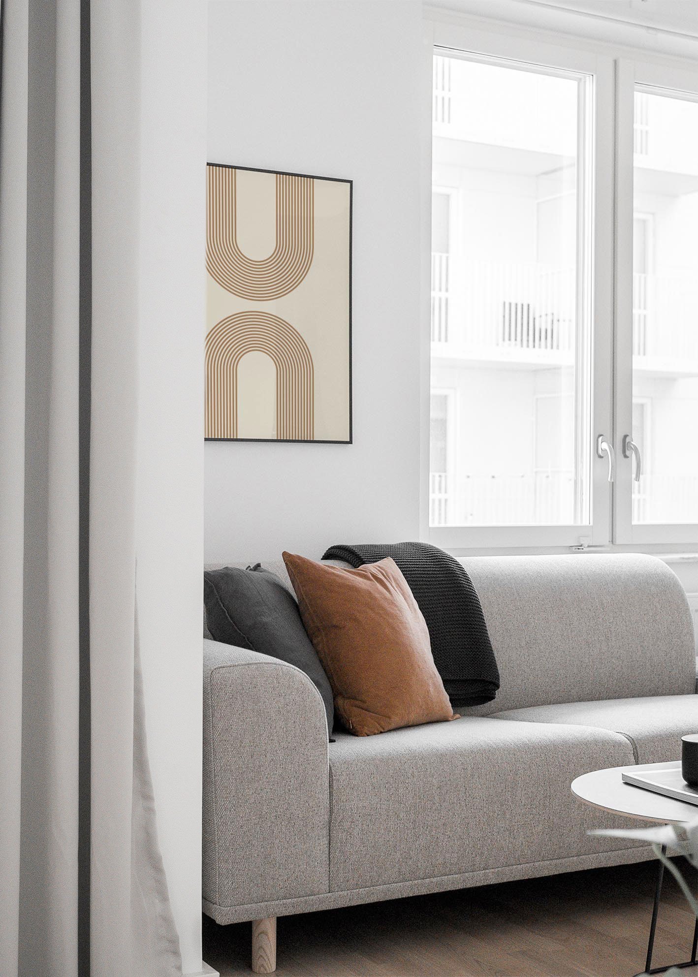 Midcentury Rainbow Arch art print featuring vibrant colors and a unique arch design, perfect for home decor.