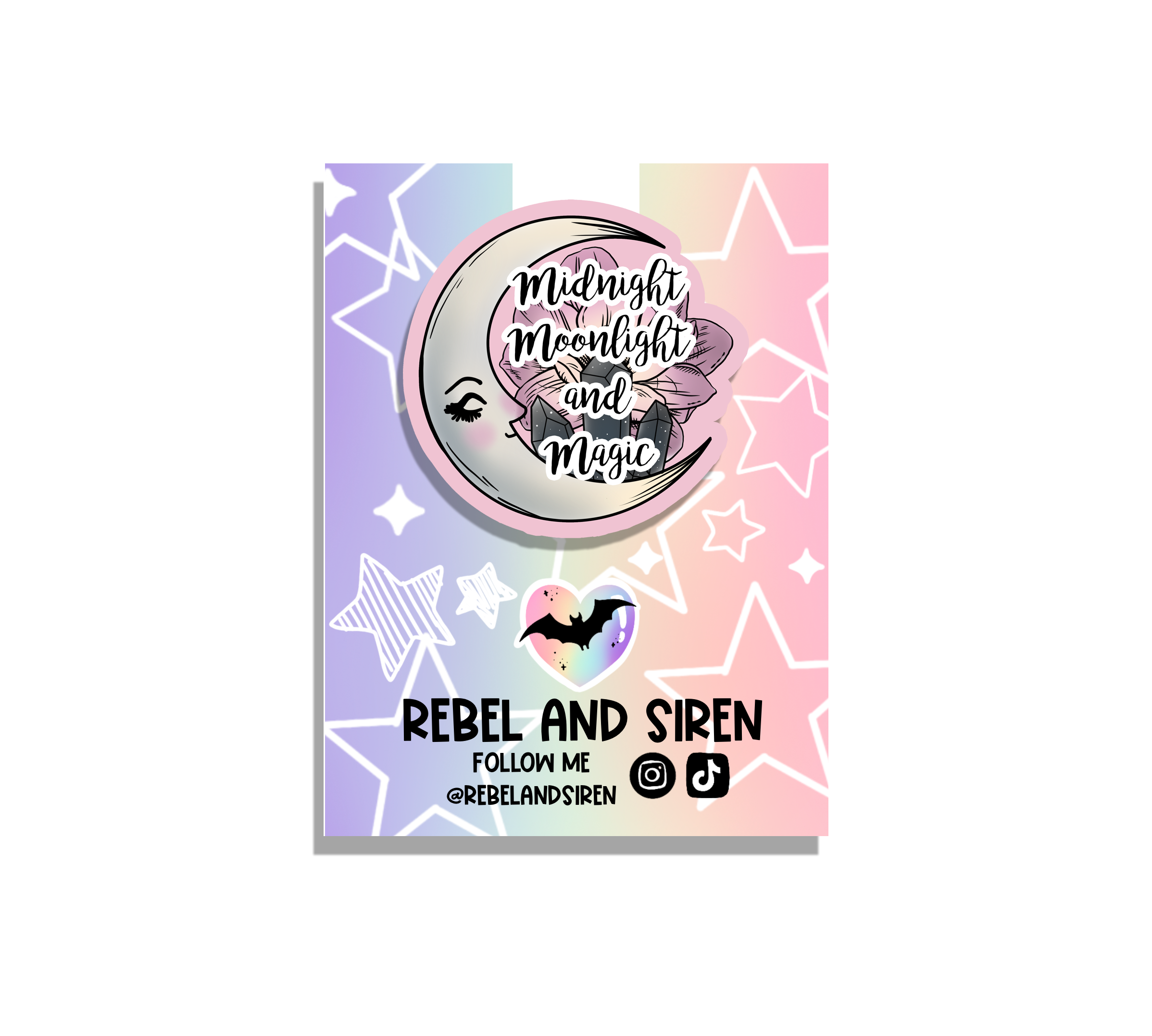 Midnight Moonlight and Magic Magnetic Bookmark featuring a moon design, measuring 2.5 inches square, with strong magnets for secure page holding.