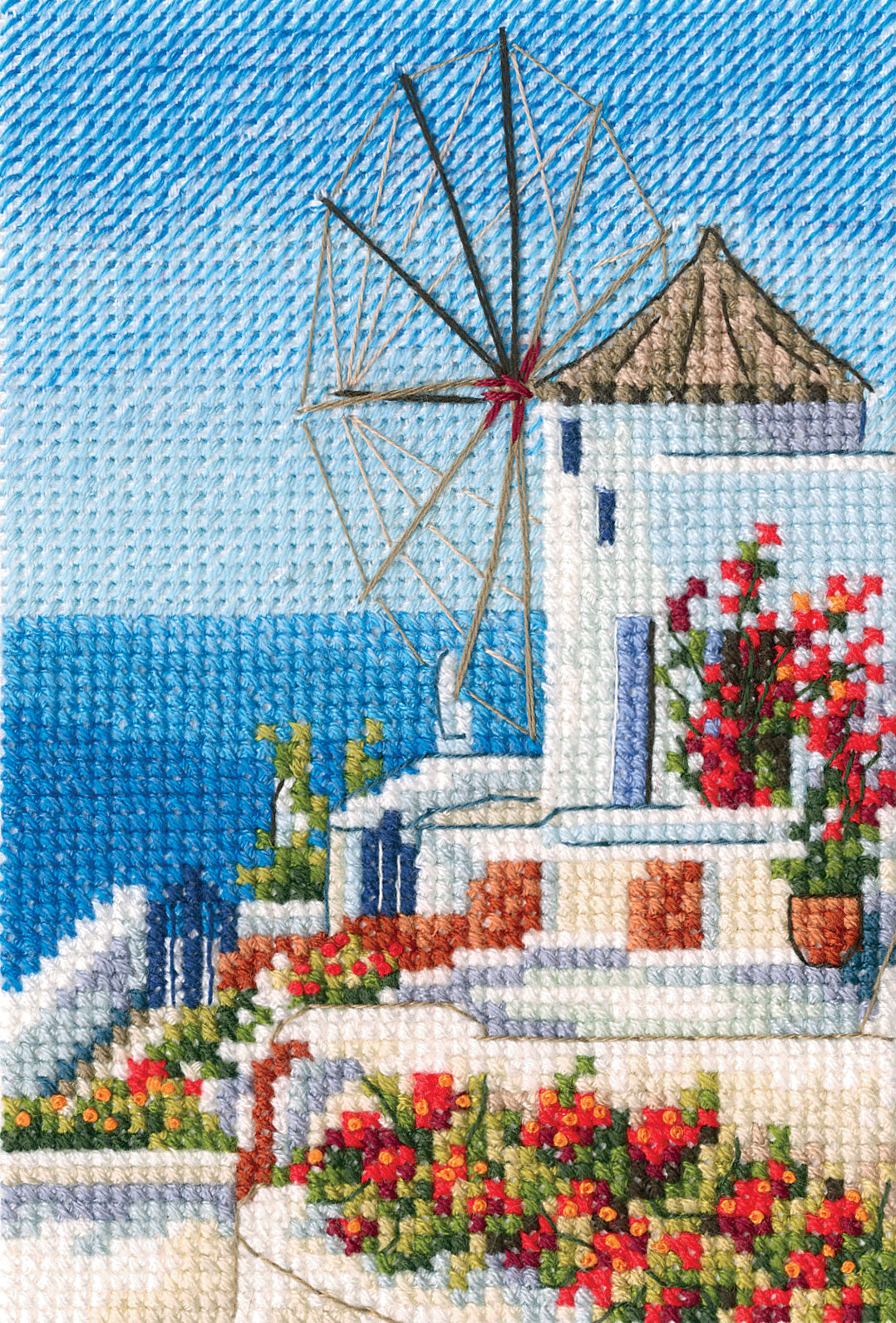 Mills C282 Counted Cross Stitch Kit featuring Aida fabric, DMC threads, and included accessories.
