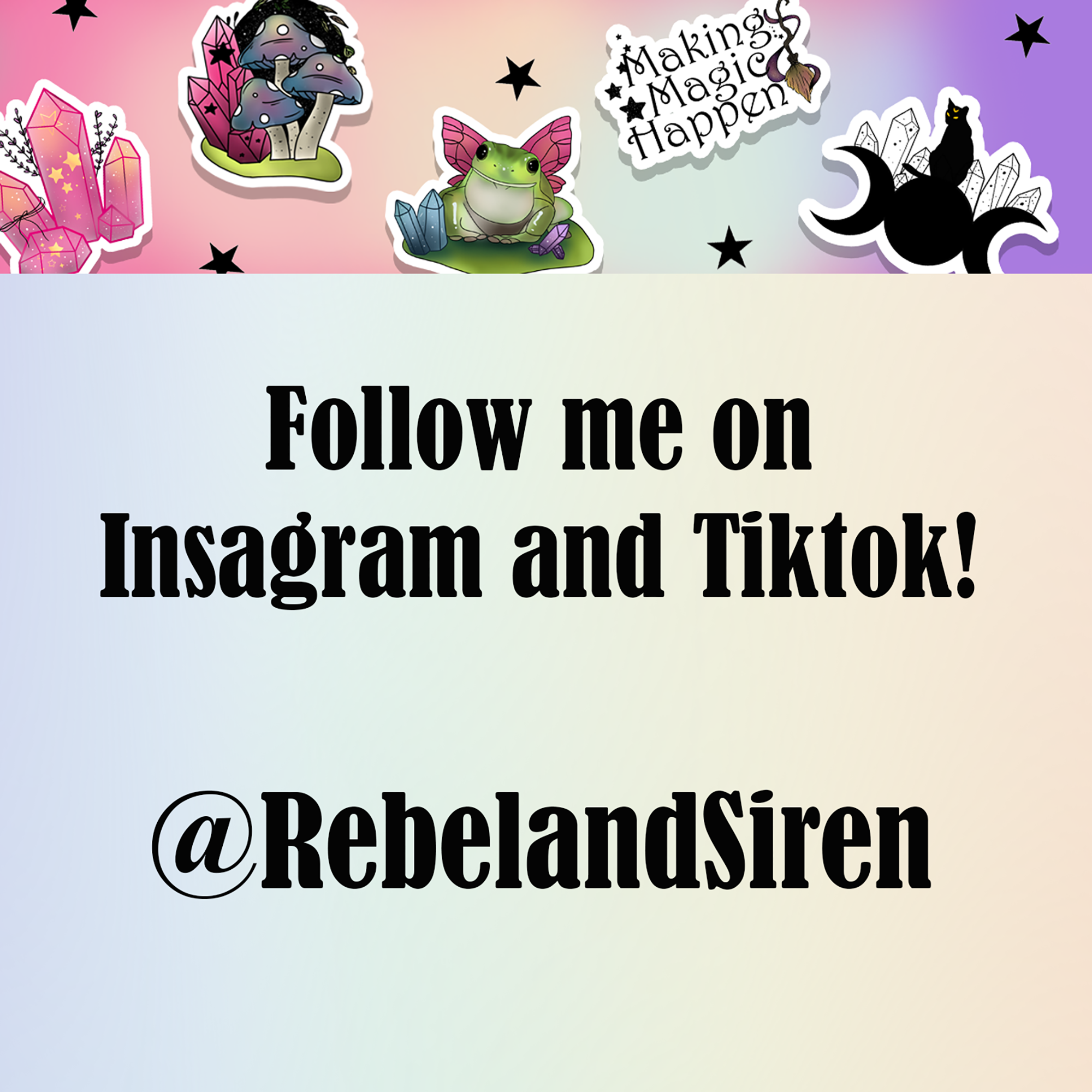 A colorful assortment of MINI Mystery Stickers featuring witchy, gothic, and cottagecore designs, displayed on a flat surface.