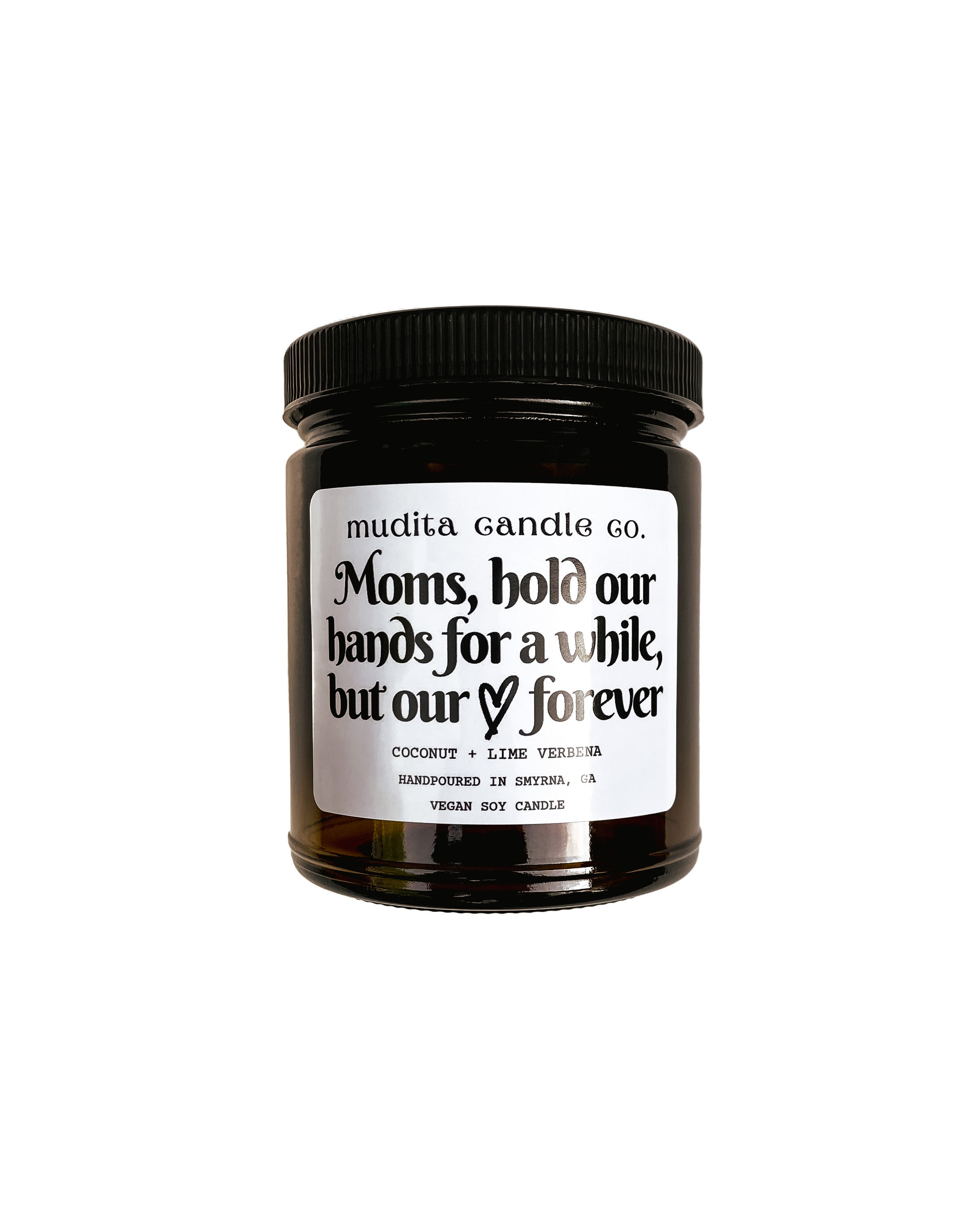 9oz candle with tropical coconut and lime scent in an amber glass jar with a black lid, perfect for Mother's Day.