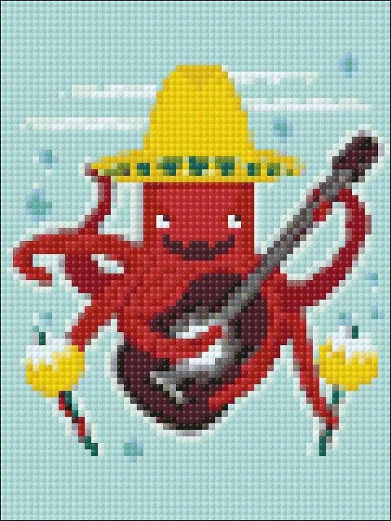 Musician CS302 Crafting Spark Diamond Painting Kit featuring a self-adhesive canvas, tools, and colorful acrylic diamonds.