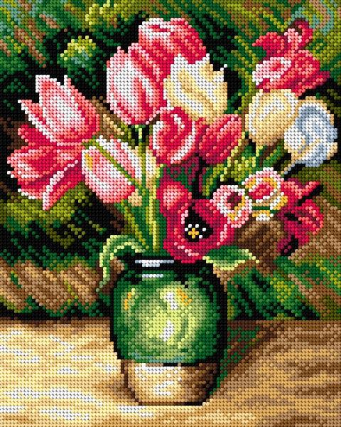 Needlepoint canvas for halfstitch featuring a Pierre-Auguste inspired design, measuring 24x30 cm on durable Zweigart fabric.