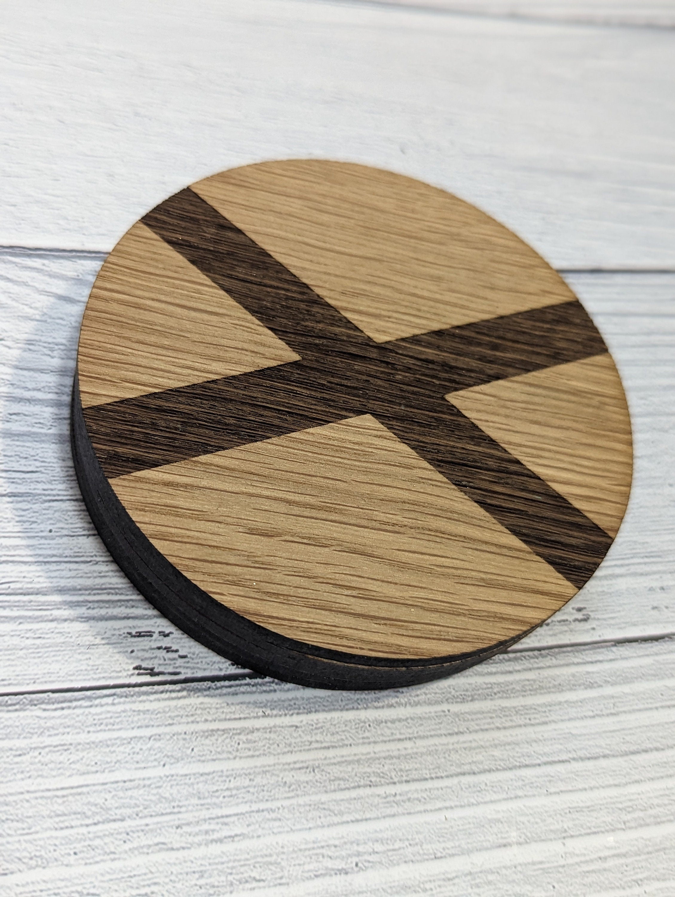 Set of Northern Ireland Coasters made from oak veneered MDF, featuring the Northern Ireland flag engraving.
