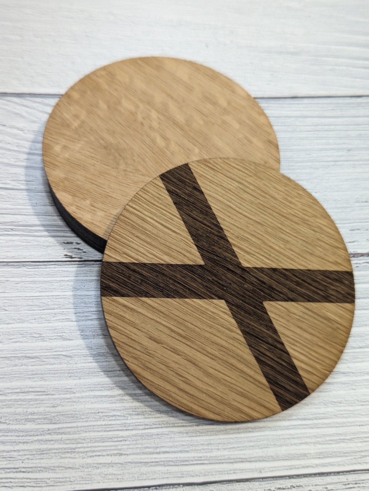 Set of Northern Ireland Coasters made from oak veneered MDF, featuring the Northern Ireland flag engraving.