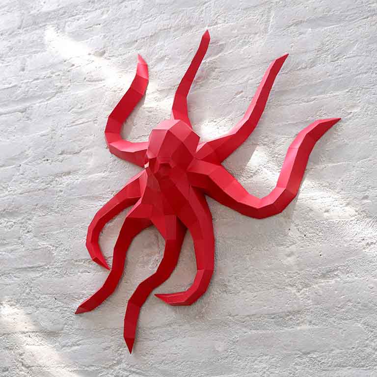 Colorful Octopus Wall Art made from pre-cut, eco-friendly paperboard, showcasing intricate design and vibrant colors.