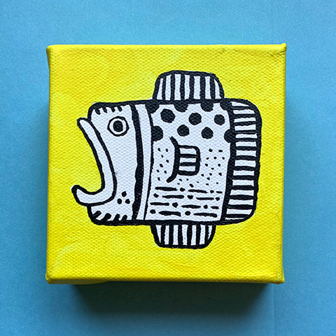 Simple fish illustration on yellow.