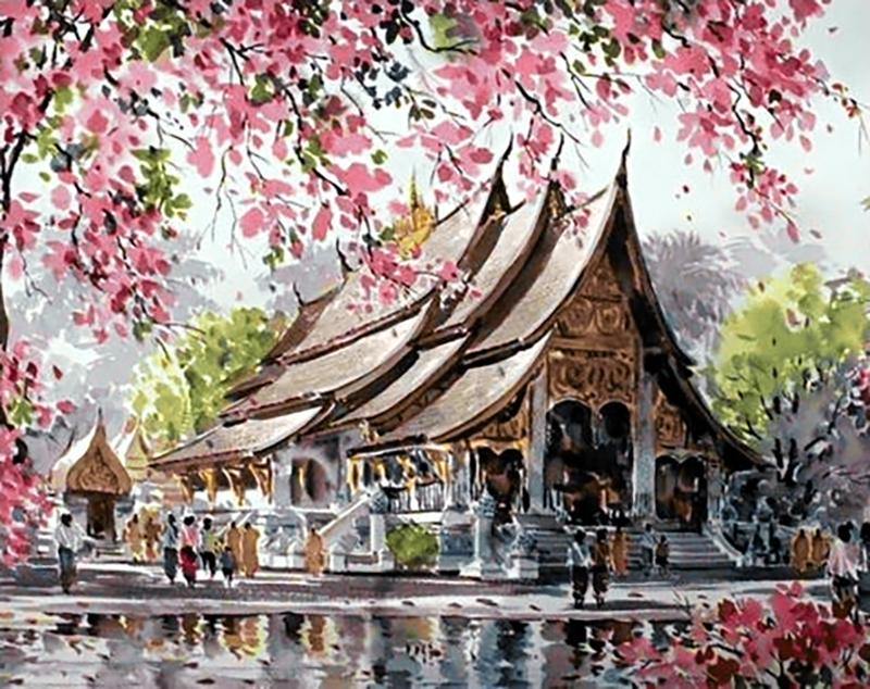 Pagoda WD129 Wizardi Diamond Painting Kit featuring a self-adhesive canvas, vibrant square acrylic diamonds, and essential crafting tools.