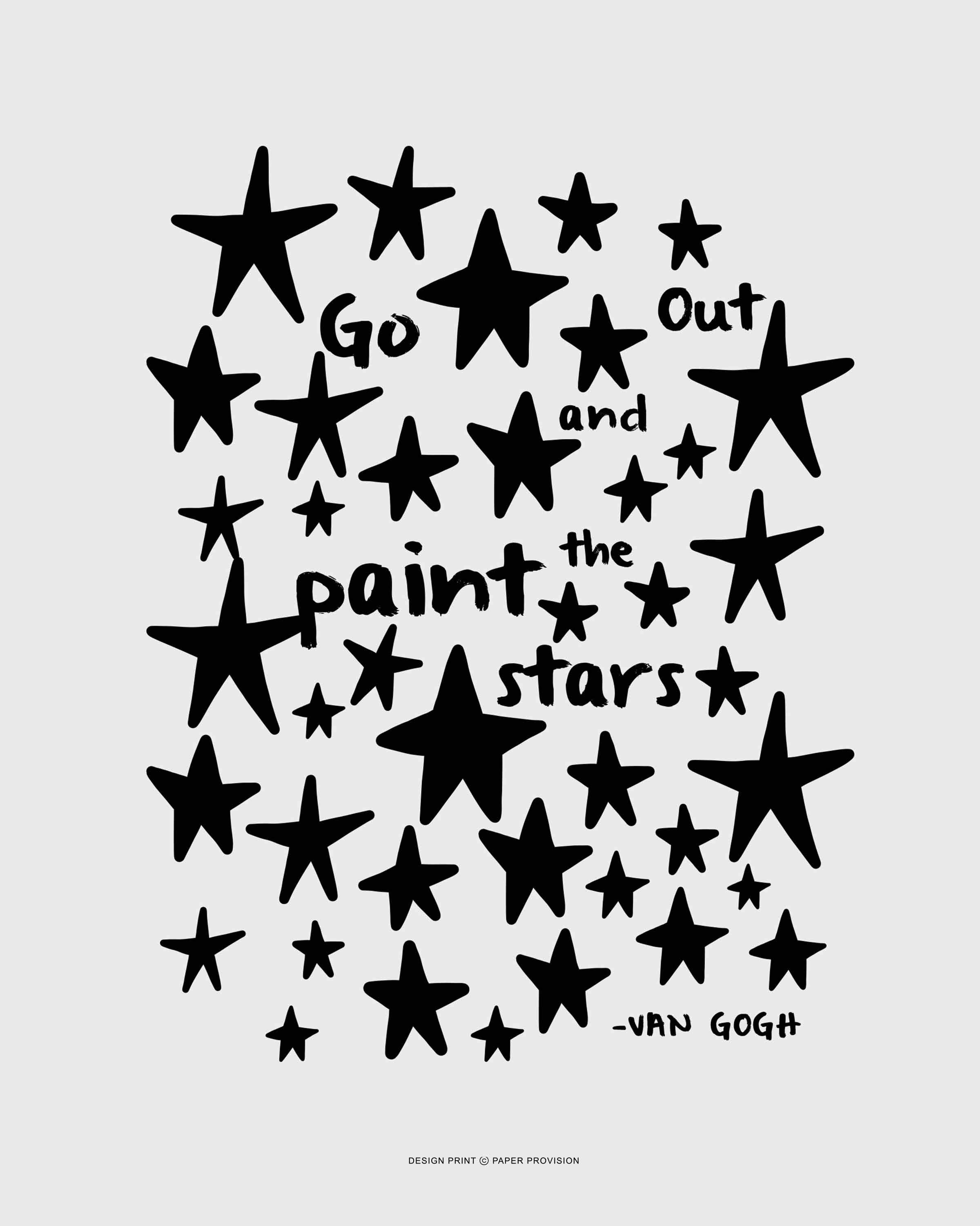 Paint The Stars (Blanc) print featuring whimsical star designs, perfect for children's decor.
