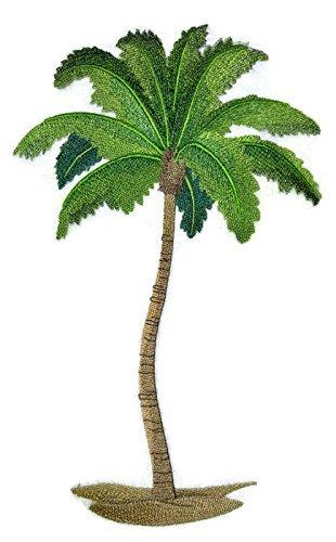 Palm Tree Oasis embroidered patch featuring a vibrant palm tree design on a cotton base, ideal for iron-on or sewing applications.