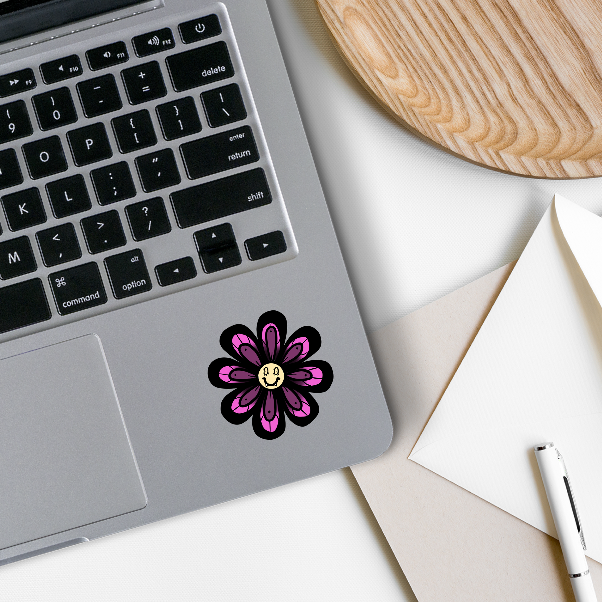 Pastel Goth Vampire Flower Vinyl Sticker featuring a unique floral design with gothic elements in pastel colors.