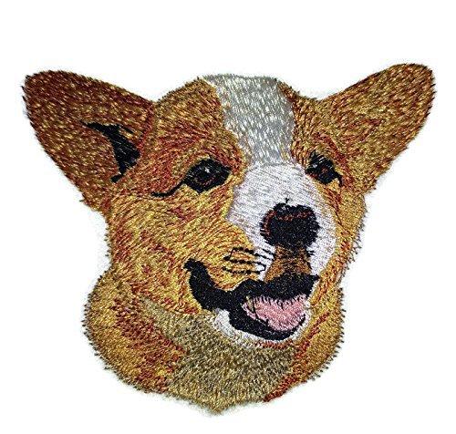 A high-quality embroidered patch featuring the adorable face of a Pembroke Welsh Corgi, perfect for iron-on or sew-on applications.