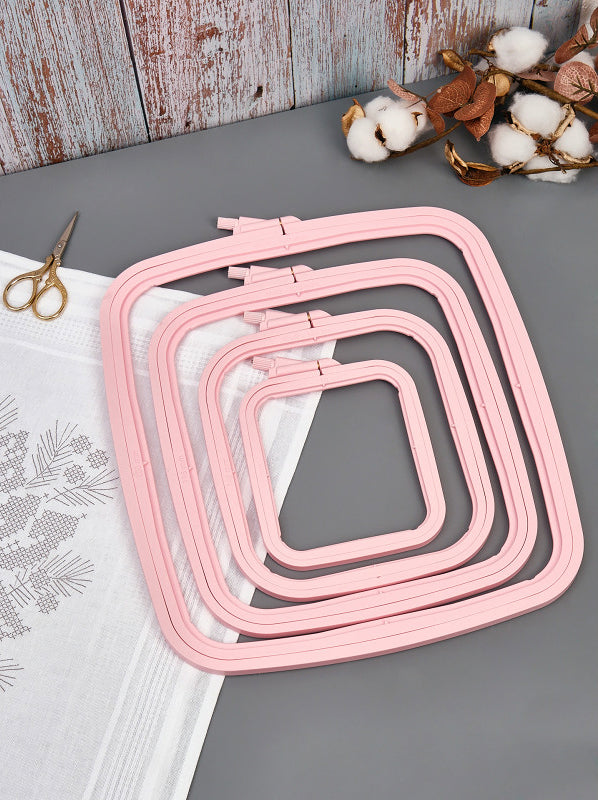 Nurge 170-14 Pastel Pink Square Hoop, measuring 250mm x 280mm, ideal for embroidery and needlecraft.