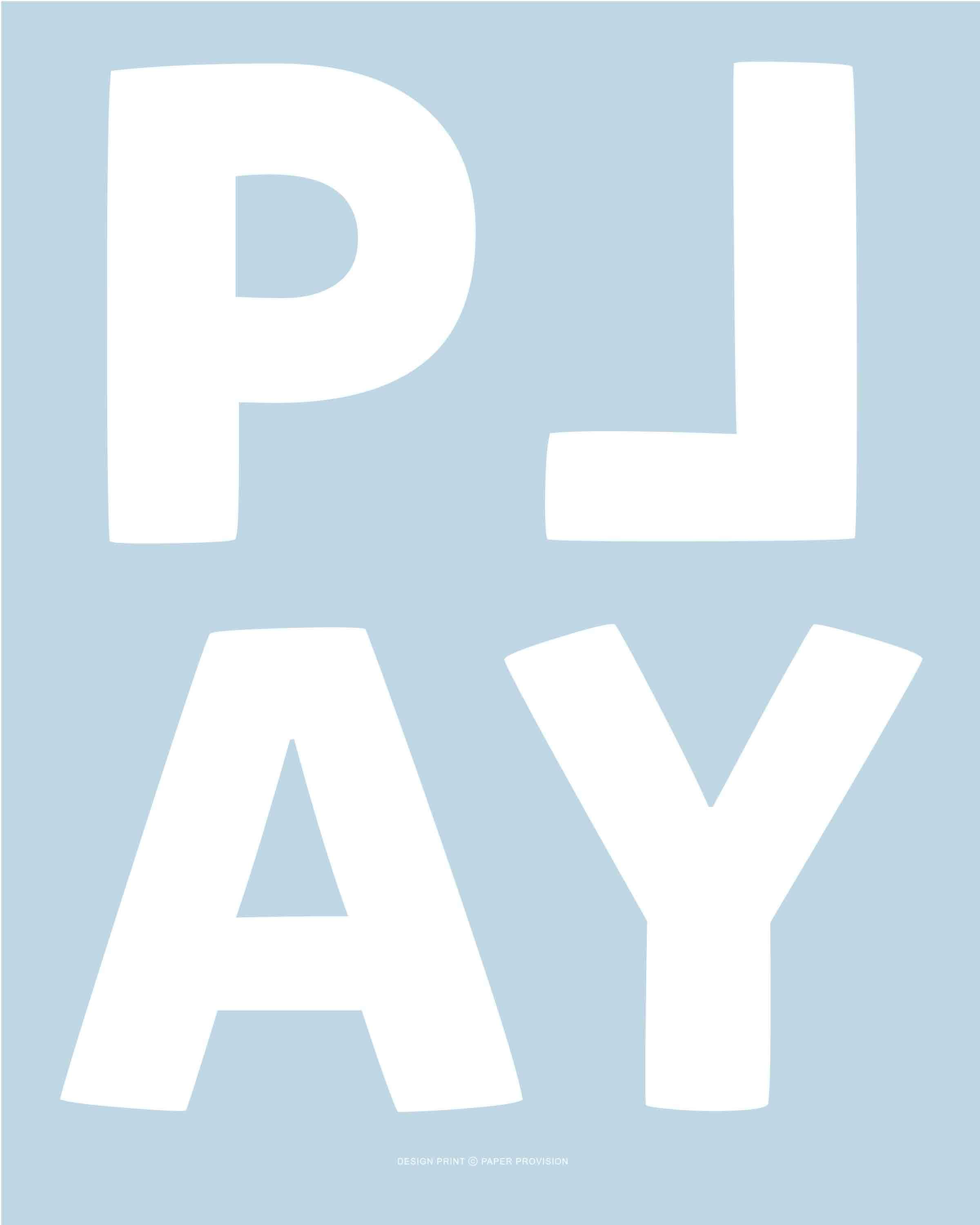 A colorful and vibrant print titled 'Play (Colour)', designed for children's rooms, featuring playful designs and bright colors.