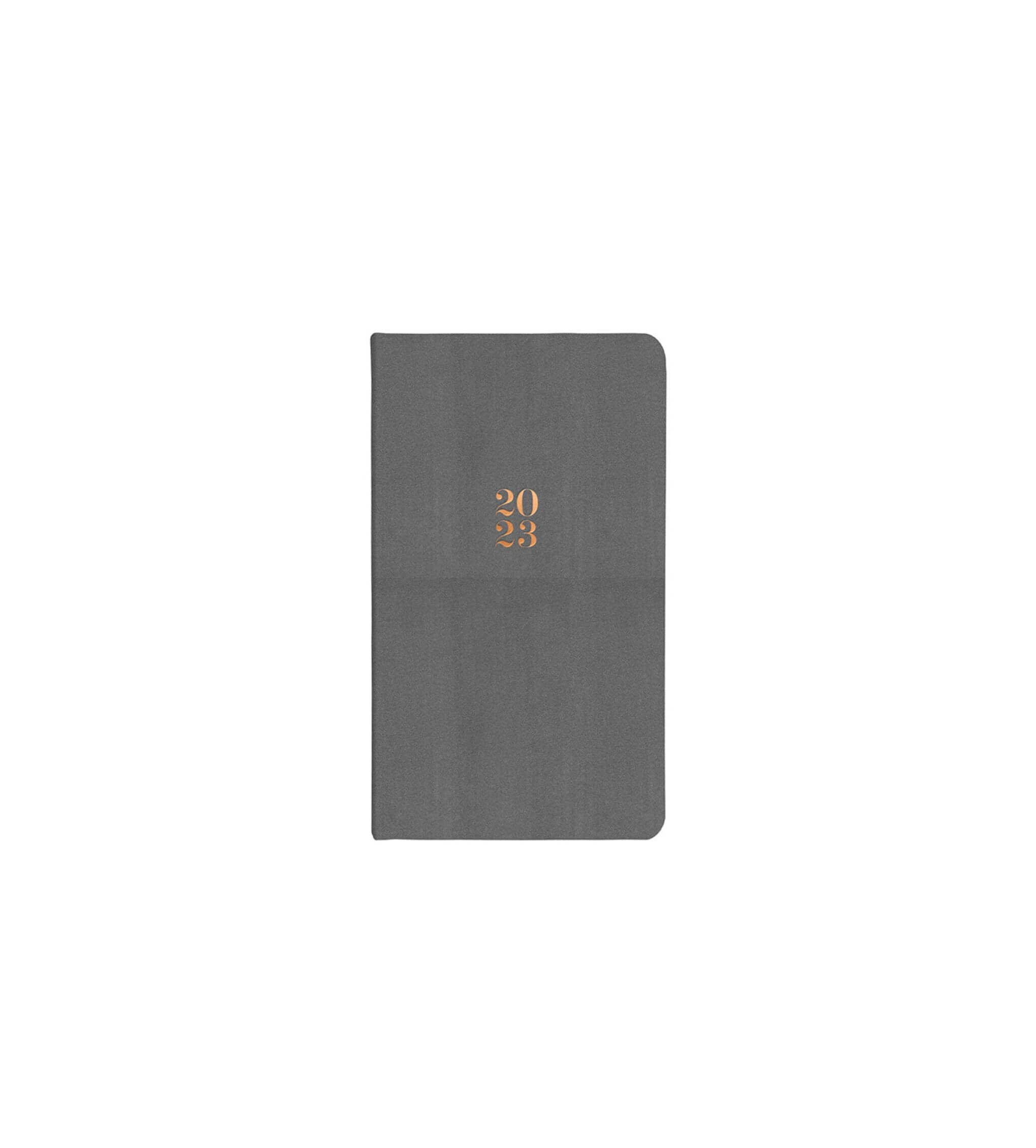 Ponderlily Monthly Planner 2023 in Charcoal, featuring a vegan leather cover and organized layout for productivity.