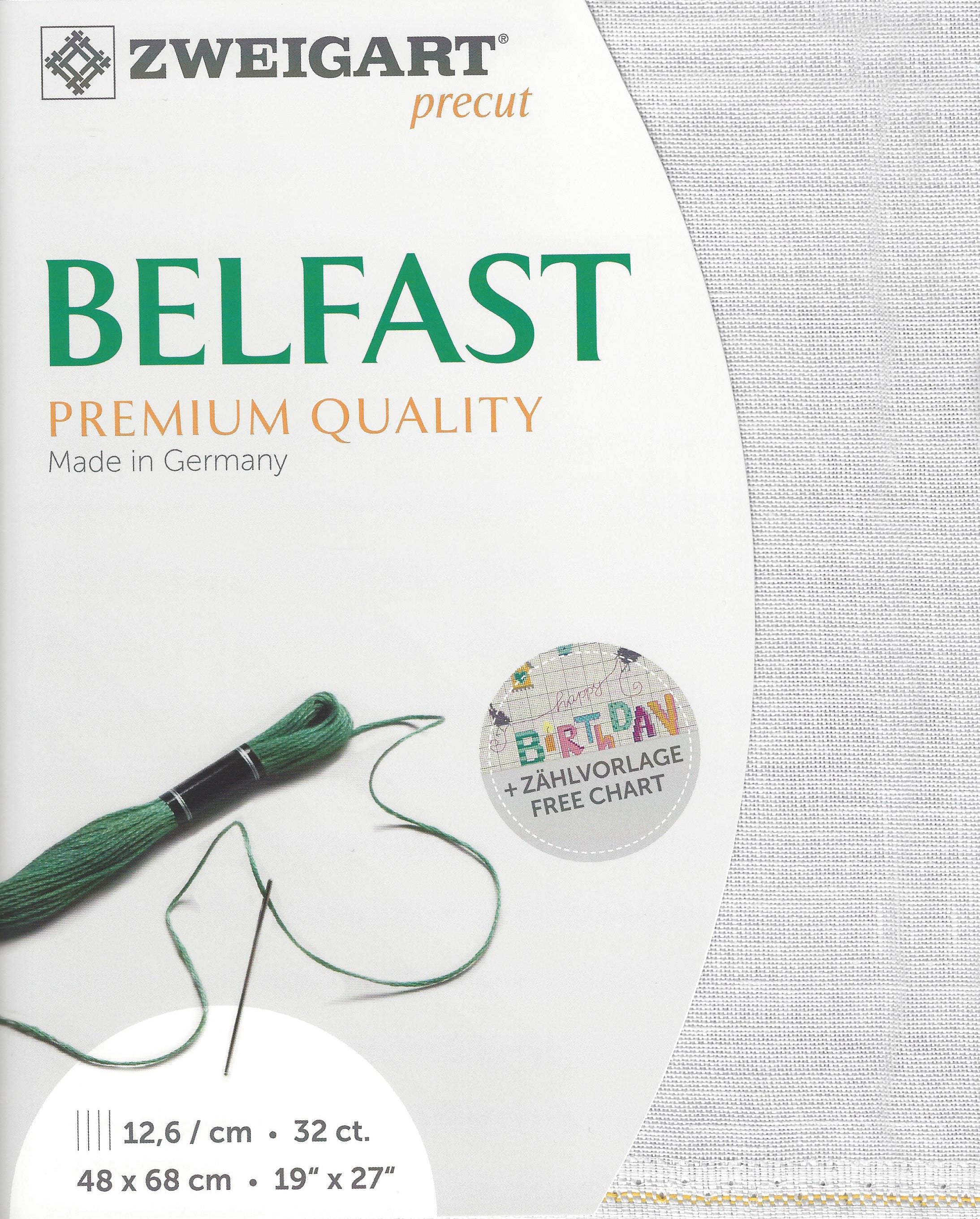 Precut Zweigart Belfast 3609/2055 Pearl linen canvas, 32 count, 48x68 cm, ideal for embroidery.